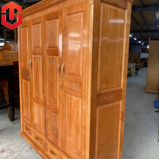 TỦ ÁO GỖ SỒI 4 CÁNH - MÀU CÁNH GIÁN