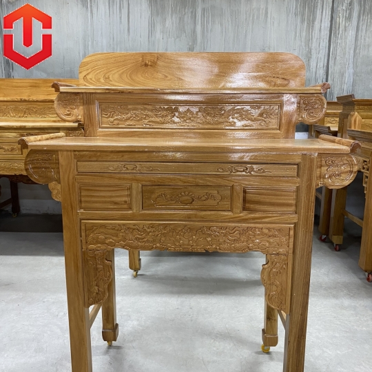 BÀN CÚNG GÕ ĐỎ 1M27 2 TẦNG
