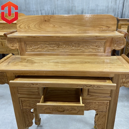 BÀN CÚNG GÕ ĐỎ 1M27 2 TẦNG