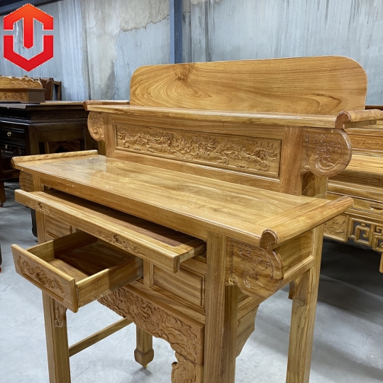 BÀN CÚNG GÕ ĐỎ 1M27 2 TẦNG