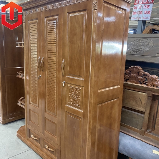 TỦ ÁO SỒI 3 CÁNH KỆ TRANH TRÍ - MÀU CÁNH GIÁN