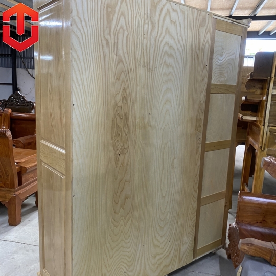 TỦ ÁO SỒI 2 CÁNH KỆ TRANH TRÍ - MÀU TỰ NHIÊN