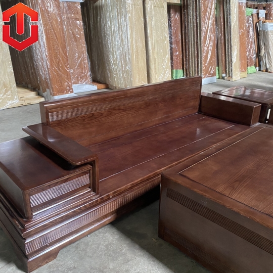 SOFA SỒI 2 VĂNG CHÂN PHÁO CÁNH GÀ MÀU ÓC CHÓ.