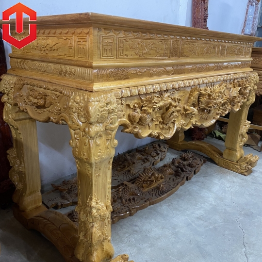 SẬP THỜ TỨ LINH GÕ ĐỎ CHÂN 16 + ĐẾ NGHÊ