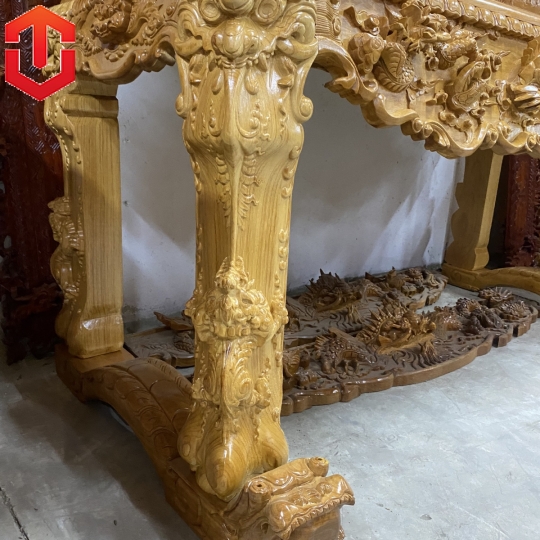 SẬP THỜ TỨ LINH GÕ ĐỎ CHÂN 16 + ĐẾ NGHÊ