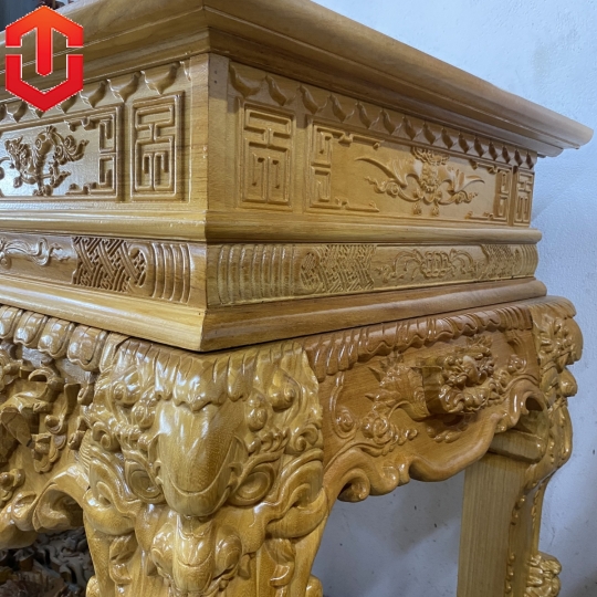 SẬP THỜ TỨ LINH GÕ ĐỎ CHÂN 16 + ĐẾ NGHÊ