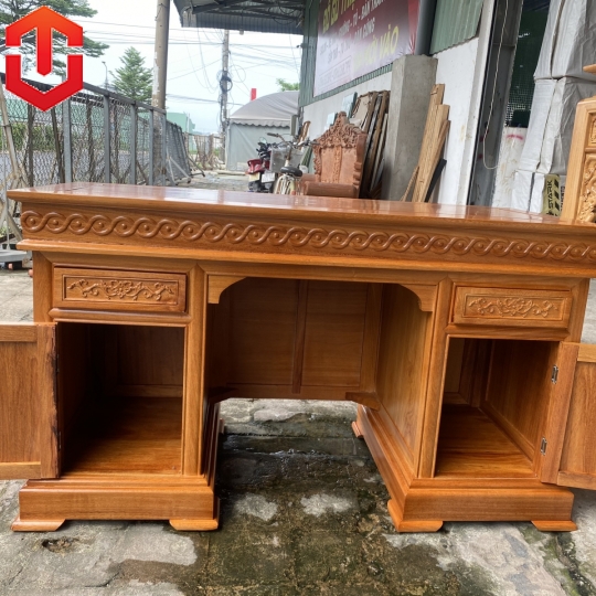 BÀN LÀM VIỆC ĐỤC CẢNH GÕ ĐỎ 1M4