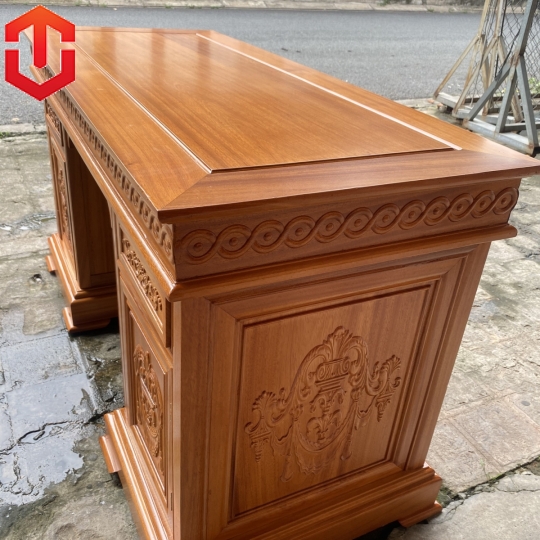 BÀN LÀM VIỆC ĐỤC CẢNH GÕ ĐỎ 1M4