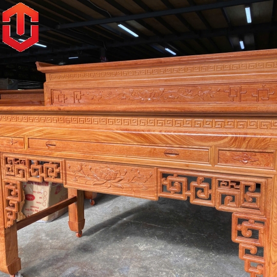 BÀN CÚNG HƯƠNG ĐÁ 2 TẦNG 1M75 MẪU CHẠM SEN