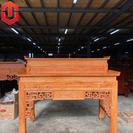 BÀN CÚNG HƯƠNG ĐÁ 2 TẦNG 1M75 MẪU CHẠM SEN