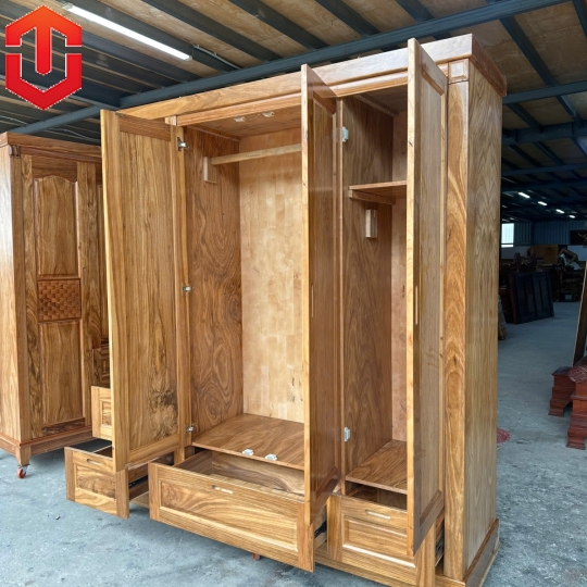 TỦ ÁO HƯƠNG XÁM 3 CÁNH + KỆ TRANG TRÍ VẾ TRÁI
