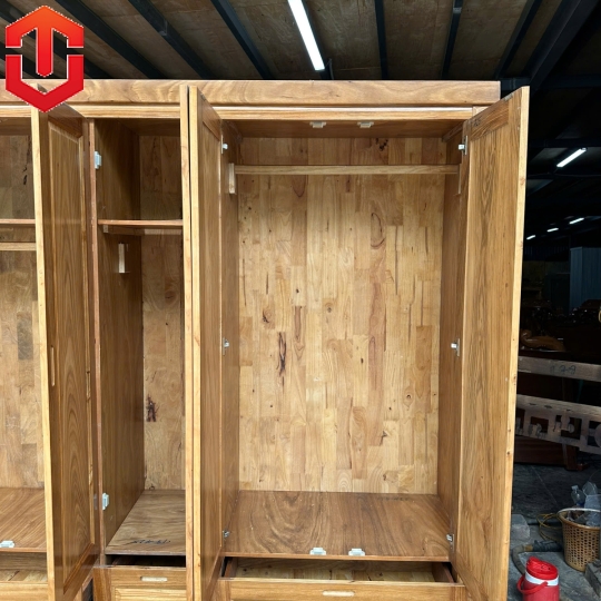 TỦ ÁO HƯƠNG XÁM 5 CÁNH + KỆ TRANG TRÍ 2m7